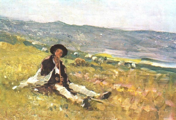 Young shepherd in the grass by Nicolae Grigorescu